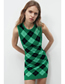 Fashion Green Plaid Argyle Knit Dress