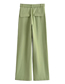 Fashion Green Poly Cotton Micro-pleated Straight-leg Trousers