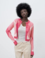 Fashion Pink Lattice Argyle Knitted Jacket