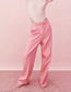 Fashion Pink Woven Micro-pleated Straight-leg Suit Trousers