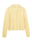 Fashion Yellow Faux Pearl-embellished Knitted Jacket