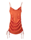 Fashion Orange Silk-satin Crinkled Drawstring Slip Dress