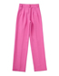 Fashion Pink Micro Pleated Single-button Straight-leg Trousers