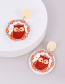 Fashion Color Resin Print Owl Round Stud Earrings