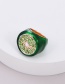 Fashion Green Alloy Diamond Drip Oil Lime Ring
