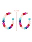 Fashion Color-3 Faux Pearl Beaded C-shaped Stud Earrings