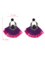 Fashion Black Alloy Diamond Pattern Colorblock Tassel Stud Earrings