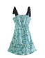 Fashion Blue Woven Print Layered Slip Dress
