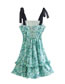 Fashion Blue Woven Print Layered Slip Dress