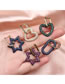 Fashion A-blue Spinel Heart Copper Inlaid Zirconium Heart Stud Earrings