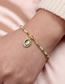 Fashion Br1256-a Geometric Diamond Crystal Pendant Gold Beaded Bracelet
