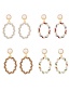 Fashion Champagne Alloy Inlaid Pearl Round Earrings