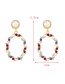 Fashion Color 2 Alloy Inlaid Pearl Round Earrings