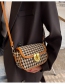 Fashion Light Brown Houndstooth Woolen Lock Clamshell Messenger Bag