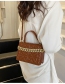 Fashion Brown Pu Lingge Chain Mobile Messenger Bag