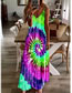Fashion Blue Swirl Printing Strap Dress