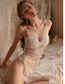 Fashion Wine Red Low-chest Lace Strap Steamed Sleeper