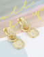 Fashion Gold Copper Plated Inlaid Zirconium Square Ear Rod