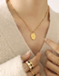 Fashion Golden Necklace -40 + 5cm Titanium Steel Gold-plated Elliptical Alphabet Necklace