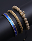 Fashion 1-blue Roman Letter Bracelet Set A Titanium Steel Roman Alphabet Crown Geometric Opening Bracelet Set