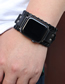 Fashion Black 42 / 44mm- Male Leather Knit Smart Watch Leather Strap