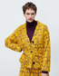 Fashion Yellow Geometric Knitting Buckle V-neck Shirt