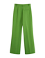 Fashion Green Wovenly Pleated Straight Trousers