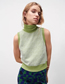Fashion Green Geometric Jacquard High Collar Vest