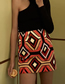 Fashion Brown Grille Woven Printing Half-length Skirt