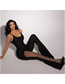 Fashion Black Polyester Strap See-through Asymmetric Pull-up Jumpsuit
