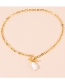 Fashion Golden-2 Titanium Steel Pearl Ot Buckle Necklace