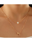 Fashion Golden-h Alloy 26 Letters Pearl Double Layer Necklace