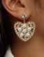 Fashion Gold Metal Diamond Love Earrings