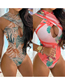 Fashion Two Color Polyester Print Cross-open Hollowed Swimsuit