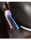 Fashion Color Alloy Set Fancy Diamond Geometric Drop Earrings