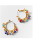 Fashion Color Alloy Gravel Geometric Earrings