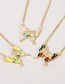 Fashion Pink Bronze Zircon Dripping Butterfly Necklace