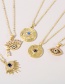 Fashion Gold-2 Bronze Zirconium Eye Geometric Necklace