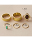 Fashion Gold Alloy Inlaid Gem Geometric Ring Set