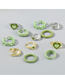Fashion Silver Metal Drip Oil Heart Geometric Chain Ring Set