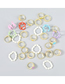 Fashion Pink Metal Drip Smiley Pearl Beaded Geometric Ring Set