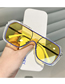 Fashion Yellow Metal Square One Piece Large Frame Sunglasses