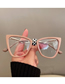 Fashion Transparent Light Tea White Sheet Cat Eye Curved Leg Flat Glasses Frame