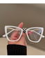 Fashion Transparent White Film Cat Eye Curved Leg Flat Glasses Frame