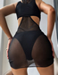 Fashion Black Polyester Mesh Perspective Split Swimsuit Three Piece Set