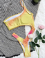 Fashion Yellow Nylon Print Waist Cutout One-piece Swimsuit