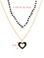 Fashion Black Alloy Drop Oil Love Rice Bead Flower Double Layer Necklace
