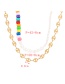 Fashion Gold Alloy Pearl Beaded Pig Nose Chain Double Layer Necklace