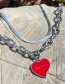Fashion Red Alloy Drop Oil Letter Love Chain Double Layer Necklace