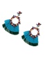 Fashion Blue Alloy Diamond Irregular Colorblock Tassel Stud Earrings